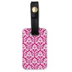 White On Hot Pink Damask Luggage Tag (One Side)