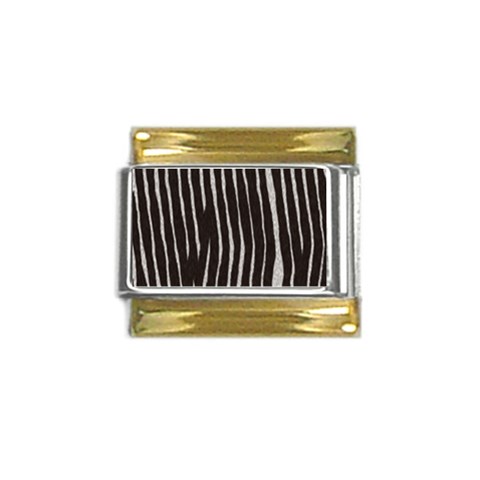 Zebra Gold Trim Italian Charm (9mm) from ArtsNow.com Front