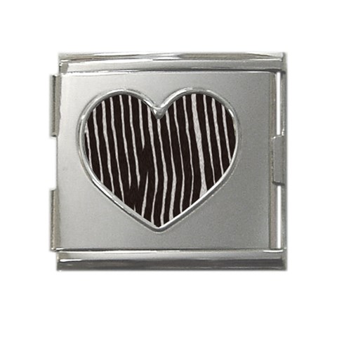 Zebra Mega Link Heart Italian Charm (18mm) from ArtsNow.com Front