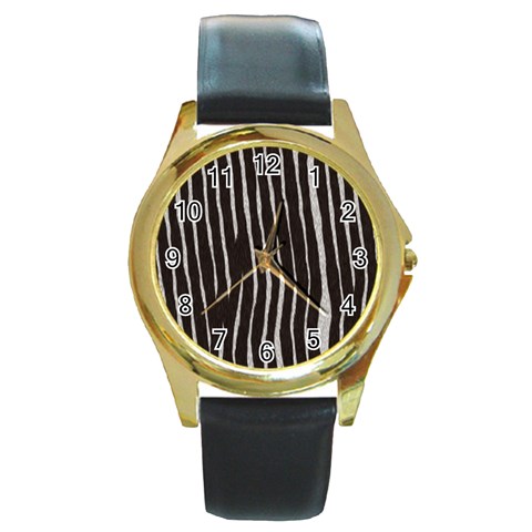 Zebra Round Gold Metal Watch from ArtsNow.com Front