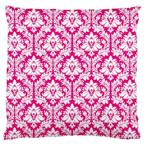 Hot Pink Damask Pattern Large Cushion Case (One Side) from ArtsNow.com Front