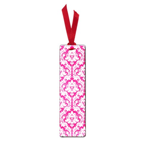 White On Hot Pink Damask Small Bookmark from ArtsNow.com Front