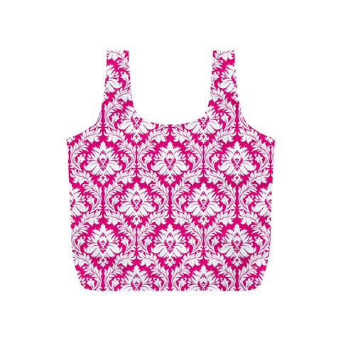 Hot Pink Damask Pattern Full Print Recycle Bag (S) from ArtsNow.com Front