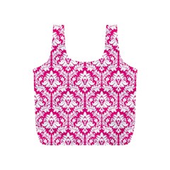 Hot Pink Damask Pattern Full Print Recycle Bag (S) from ArtsNow.com Front