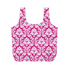 Hot Pink Damask Pattern Full Print Recycle Bag (M) from ArtsNow.com Back