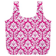 Hot Pink Damask Pattern Full Print Recycle Bag (XL) from ArtsNow.com Front