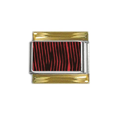 Zebra Gold Trim Italian Charm (9mm) from ArtsNow.com Front