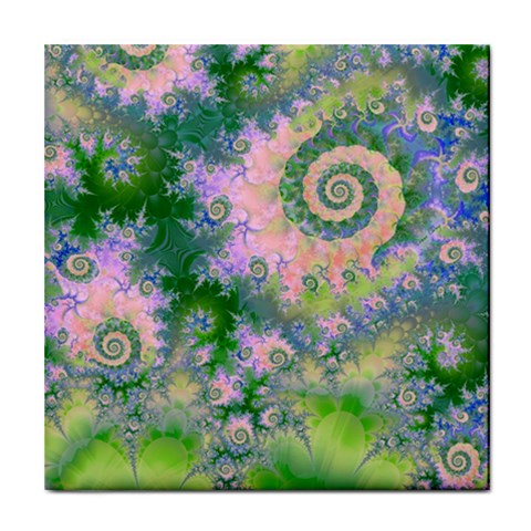 Rose Apple Green Dreams, Abstract Water Garden Ceramic Tile from ArtsNow.com Front