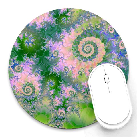 Rose Apple Green Dreams, Abstract Water Garden 8  Mouse Pad (Round) from ArtsNow.com Front