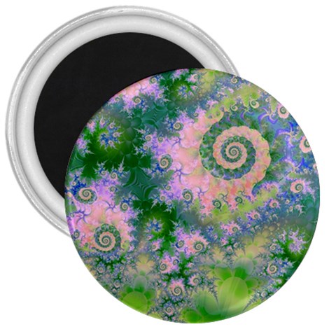 Rose Apple Green Dreams, Abstract Water Garden 3  Button Magnet from ArtsNow.com Front