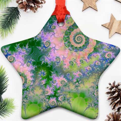 Rose Apple Green Dreams, Abstract Water Garden Star Ornament from ArtsNow.com Front