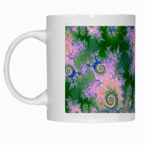 Rose Apple Green Dreams, Abstract Water Garden White Coffee Mug from ArtsNow.com Left