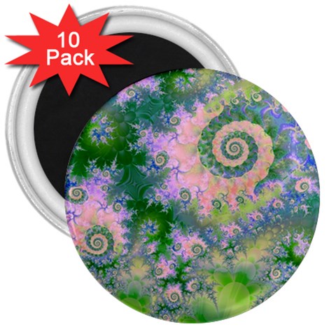 Rose Apple Green Dreams, Abstract Water Garden 3  Button Magnet (10 pack) from ArtsNow.com Front