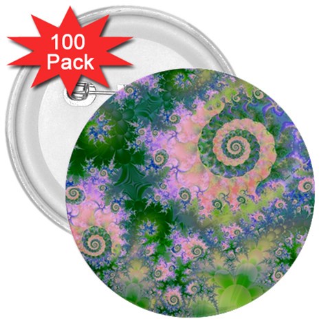 Rose Apple Green Dreams, Abstract Water Garden 3  Button (100 pack) from ArtsNow.com Front