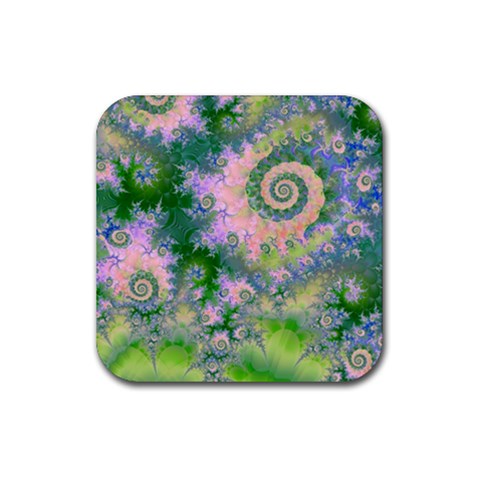 Rose Apple Green Dreams, Abstract Water Garden Drink Coaster (Square) from ArtsNow.com Front