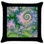 Rose Apple Green Dreams, Abstract Water Garden Black Throw Pillow Case