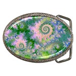 Rose Apple Green Dreams, Abstract Water Garden Belt Buckle (Oval)