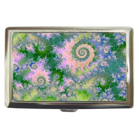 Rose Apple Green Dreams, Abstract Water Garden Cigarette Money Case from ArtsNow.com Front