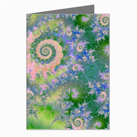 Rose Apple Green Dreams, Abstract Water Garden Greeting Card from ArtsNow.com Left