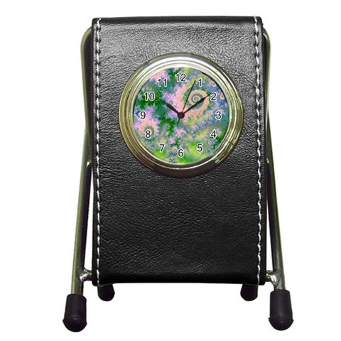 Rose Apple Green Dreams, Abstract Water Garden Stationery Holder Clock from ArtsNow.com Front