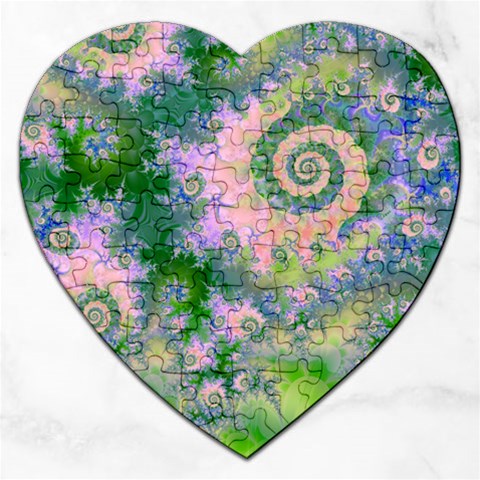 Rose Apple Green Dreams, Abstract Water Garden Jigsaw Puzzle (Heart) from ArtsNow.com Front