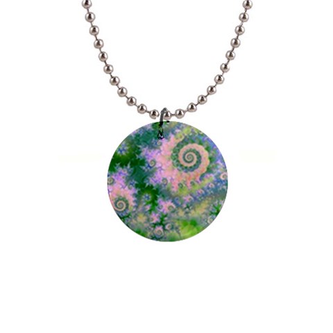 Rose Apple Green Dreams, Abstract Water Garden Button Necklace from ArtsNow.com Front