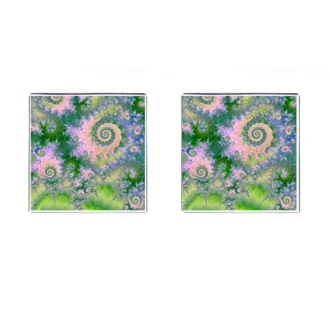 Rose Apple Green Dreams, Abstract Water Garden Cufflinks (Square) from ArtsNow.com Front(Pair)