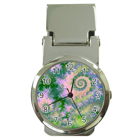 Rose Apple Green Dreams, Abstract Water Garden Money Clip with Watch from ArtsNow.com Front