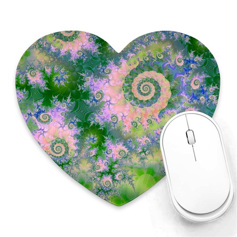 Rose Apple Green Dreams, Abstract Water Garden Mouse Pad (Heart) from ArtsNow.com Front