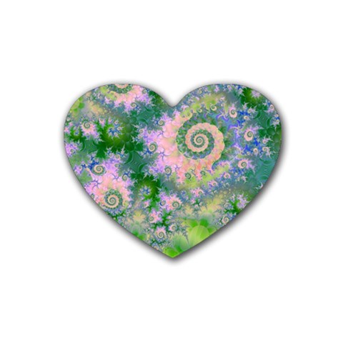 Rose Apple Green Dreams, Abstract Water Garden Drink Coasters (Heart) from ArtsNow.com Front