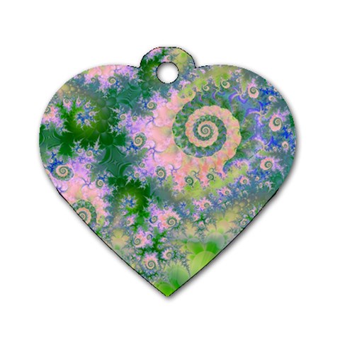 Rose Apple Green Dreams, Abstract Water Garden Dog Tag Heart (One Sided)  from ArtsNow.com Front