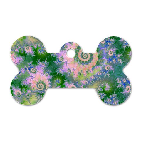 Rose Apple Green Dreams, Abstract Water Garden Dog Tag Bone (One Sided) from ArtsNow.com Front