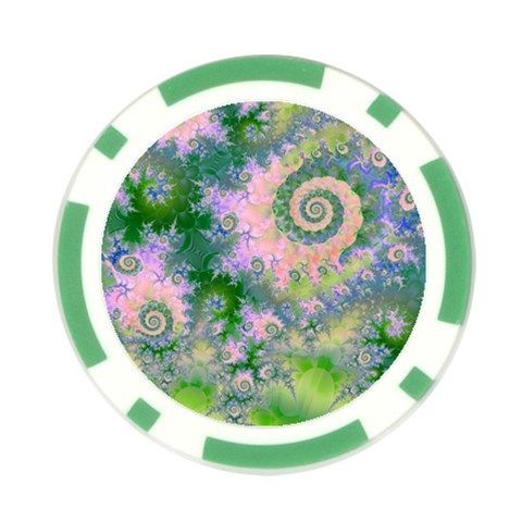 Rose Apple Green Dreams, Abstract Water Garden Poker Chip from ArtsNow.com Front