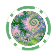 Rose Apple Green Dreams, Abstract Water Garden Poker Chip from ArtsNow.com Front