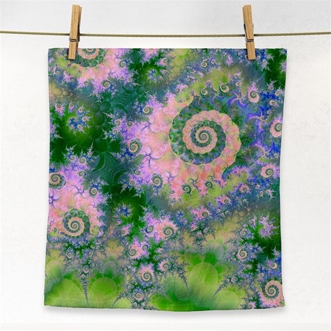 Rose Apple Green Dreams, Abstract Water Garden Face Towel from ArtsNow.com Front