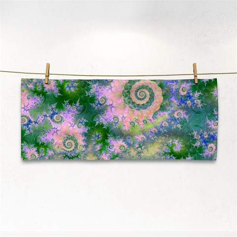 Rose Apple Green Dreams, Abstract Water Garden Hand Towel from ArtsNow.com Front