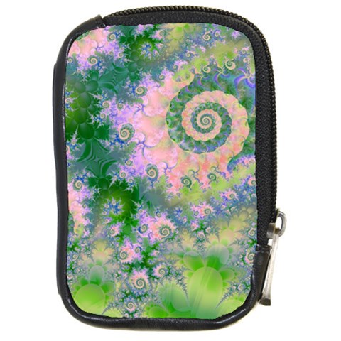 Rose Apple Green Dreams, Abstract Water Garden Compact Camera Leather Case from ArtsNow.com Front