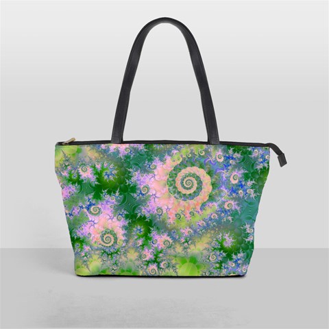 Rose Apple Green Dreams, Abstract Water Garden Large Shoulder Bag from ArtsNow.com Front