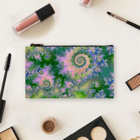 Rose Apple Green Dreams, Abstract Water Garden Cosmetic Bag (Small) from ArtsNow.com Front