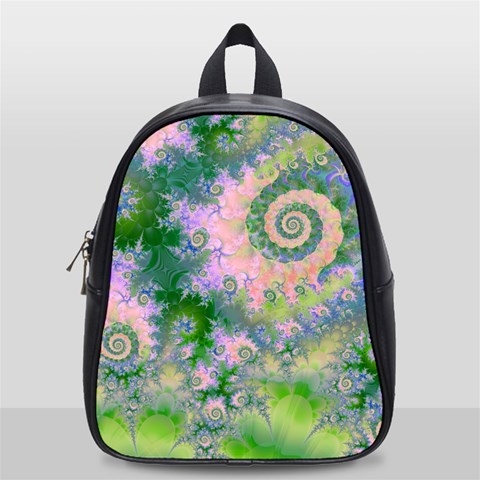 Rose Apple Green Dreams, Abstract Water Garden School Bag (Small) from ArtsNow.com Front