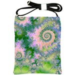 Rose Apple Green Dreams, Abstract Water Garden Shoulder Sling Bag