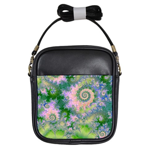 Rose Apple Green Dreams, Abstract Water Garden Girl s Sling Bag from ArtsNow.com Front