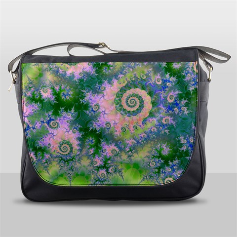 Rose Apple Green Dreams, Abstract Water Garden Messenger Bag from ArtsNow.com Front