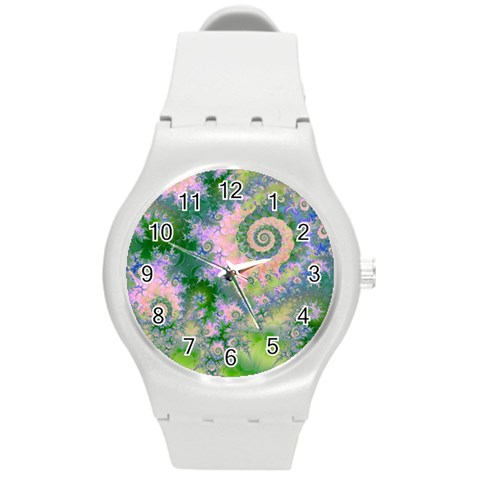 Rose Apple Green Dreams, Abstract Water Garden Plastic Sport Watch (Medium) from ArtsNow.com Front