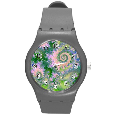 Rose Apple Green Dreams, Abstract Water Garden Plastic Sport Watch (Medium) from ArtsNow.com Front