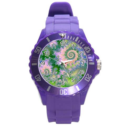 Rose Apple Green Dreams, Abstract Water Garden Plastic Sport Watch (Large) from ArtsNow.com Front