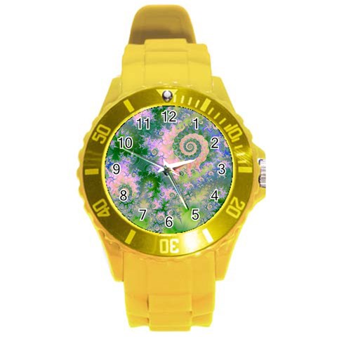 Rose Apple Green Dreams, Abstract Water Garden Plastic Sport Watch (Large) from ArtsNow.com Front