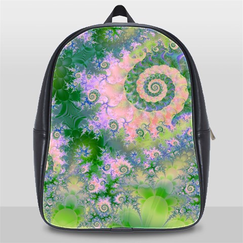 Rose Apple Green Dreams, Abstract Water Garden School Bag (XL) from ArtsNow.com Front