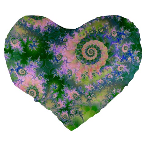 Rose Apple Green Dreams, Abstract Water Garden 19  Premium Heart Shape Cushion from ArtsNow.com Back