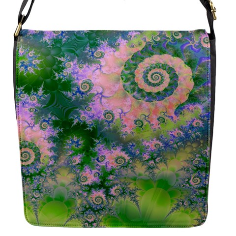 Rose Apple Green Dreams, Abstract Water Garden Flap Closure Messenger Bag (Small) from ArtsNow.com Front